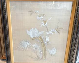 Asian-style silk embroidered wall art