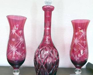 Etched rose glasswares