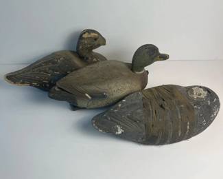 221 threevintagemallardcanvasduckdecoys