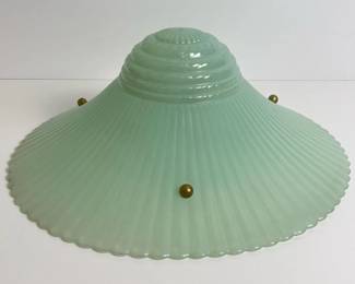 014 artdecojadeitegreenglassribbedshad