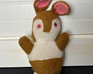184 vintageplushstuffedrabbittoybrownw