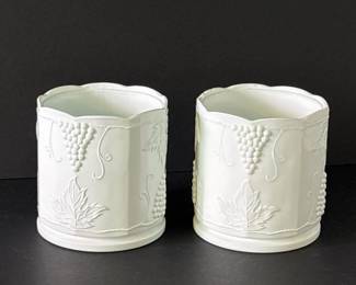 265 pairofvintagemilkglasscachepotsgra