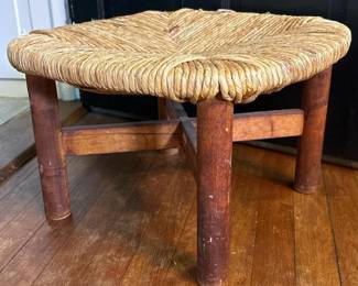 273 rusticwoodandwovenrushseatstool
