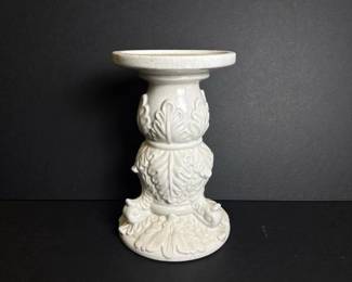 146 whiteornateglazedceramiccandleholde