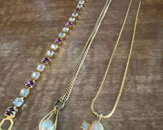 297 goldtonejewelryset2pearlpendantne