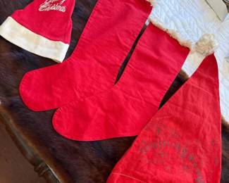 328 vintageredchristmasstockingssantaha