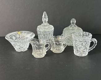 255 vintagecutandpressedglasssixpiece