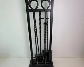 077 black4piecefireplacetoolsetwithst