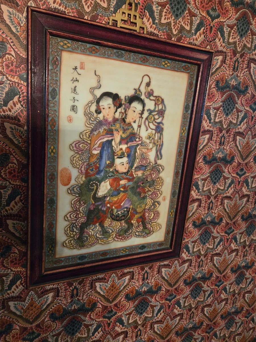 Oriental artwork on a tile