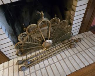 Fireplace screen and curtain rods