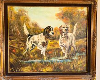 English Pointers on the hunt