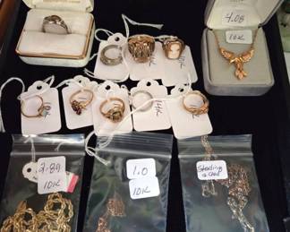 We have Gold & Sterling Jewelry, 10K & 14K, some blacks hills pieces too.