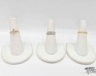 799  3 14k Gold Rings with Diamonds, 4.8g