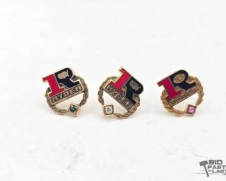818  10k Gold Pins with Diamond  SemiPrecious Stones, 5.2g