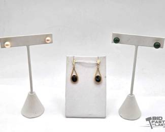 790  14k Gold Earrings with Pearls, 5.6g
