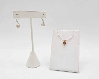 730  14k Gold Earrings  Pendant with SemiPrecious Stones, 2.4g