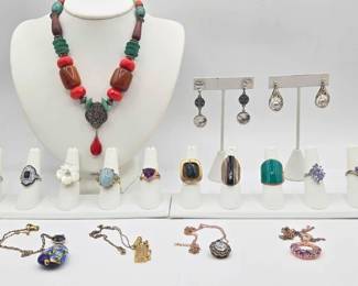 936  Sterling Silver Jewelry with SemiPrecious Stones, 205.5g