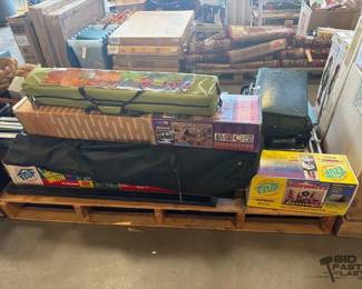 5056  EZ Ups with Sidewalls, Pavilion Shadehouse, Camp Cot, Folding Chairs, Propane Stove