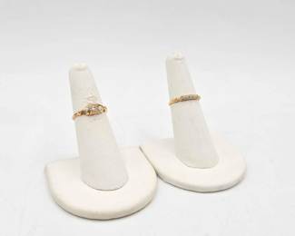 734  2 14k Gold Rings with Diamonds, 2.2g