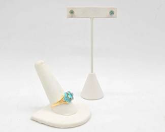 754  14kt Gold Ring and Earrings with SemiPrecious Stones, 5.1g