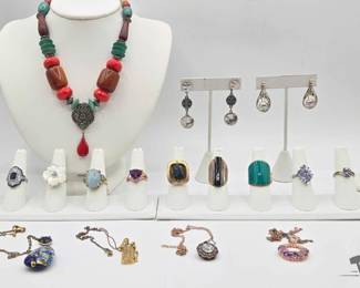 936  Sterling Silver Jewelry with SemiPrecious Stones, 205.5g
