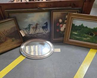 4044  Mirror Tray and Paintings