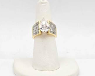 602  18k Gold Ring with Diamond and SemiPrecious Stones, 15.2g