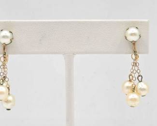 986  Pearl Earrings with Gold Filled Clasp, 4.4g