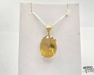 797  14k Gold Pendant with Semi Precious Stone, 5.8g