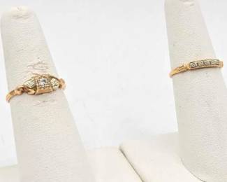 734  2 14k Gold Rings with Diamonds, 2.2g