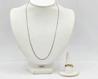964  .925 Silver Chain and Ring with SemiPrecious Stones, 5.6g