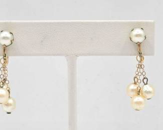 986  Pearl Earrings with Gold Filled Clasp, 4.4g