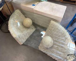 6142  Glass Coffee Table and 2 End Tables