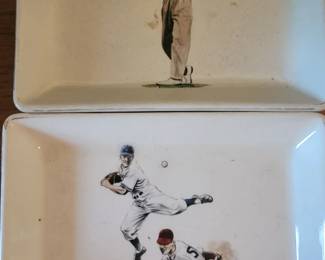 Ceramic dishes with sports motif