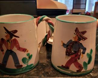 Italian hand painted signed mugs