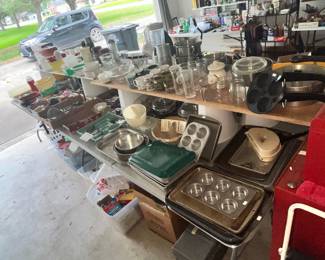 TABLE FULL OF FINE KITCHENWARE