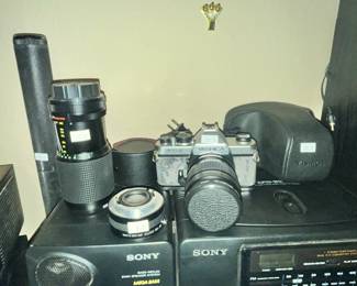 YASHICA FX-7 CAMERA + LENSES, C ASE
