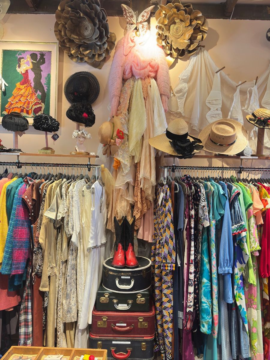 Dresses, suitcases, hats, wall art & installation