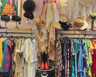 Dresses, suitcases, hats, wall art & installation