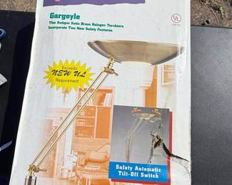 American Lighting Gargoyle Antique Satin Brass Halogen Torchiere