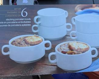 Stacking Porcelain Soup Bowls Set of