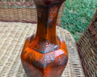 Haeger Pottery Orange Drip Glaze Vase