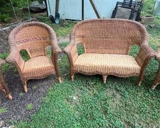 Vintage Wicker Peacock Chair Set