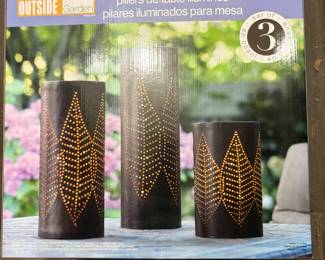 Inside Outside Garden Lighted Tabletop Pillars Set of