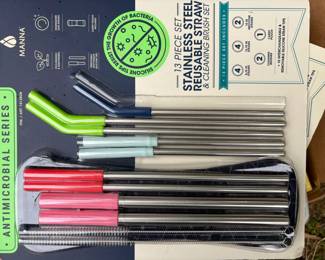 Manna Piece Stainless Steel Reusable Straw Set with Cleaning Brush