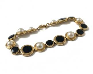 Anne Klein Faux Pearl and Black Cabochon Necklace third image