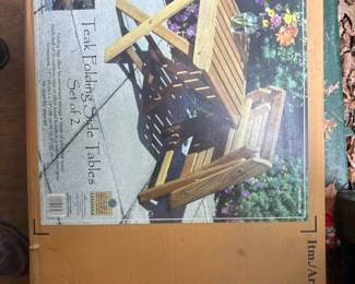 Teak Folding Side Table  Set of second image