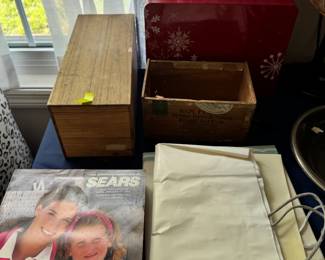 wooden boxes & Sears catalogs