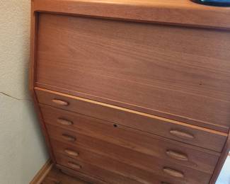 Vintage MCM Danish Teak Secretary Desk by Dyrlund.