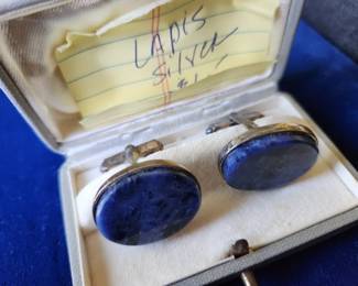 Wonderful Lapis and Silver Cuff Links.